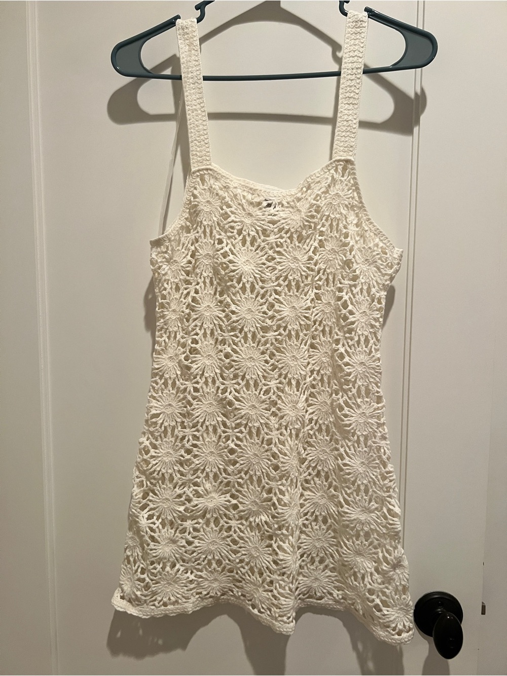 No Boundaries White Crochet Tank Dress (large)